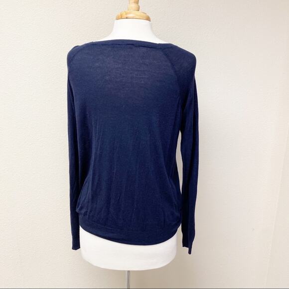 Vince Sweater Panel Mix Media Navy Blue Size S - Picture 2 of 6